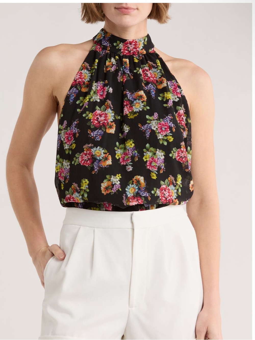 🦋 NWT Alice +Olivia Maris Floral Halter Neck Women's Top XS